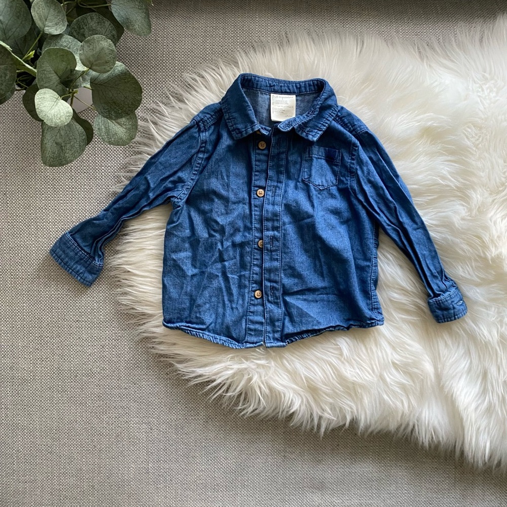 First Impressions Kids Denim Blue Button-Up Shirt